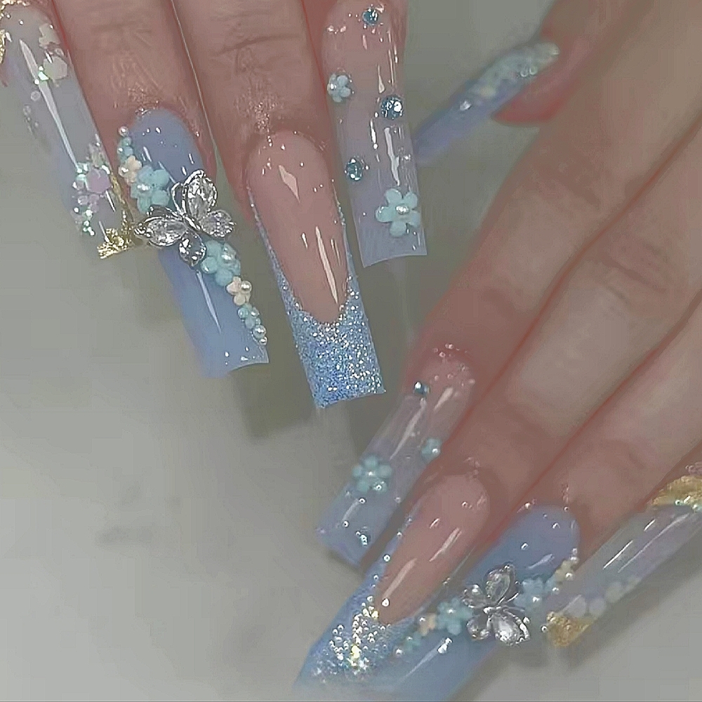 24pc Luxurious Premium Exquisitely Embellished Press-On Nails Free Shipp…